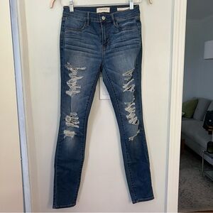 PacSun distressed ripped skinny jeans / jeggings medium wash